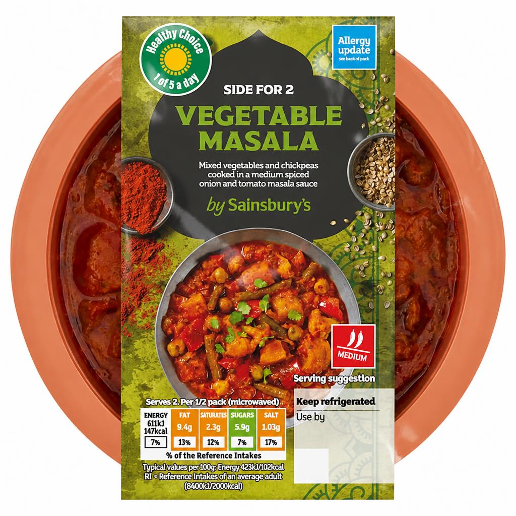Sainsbury's Indian Vegetable Masala Ready Meal Side For 2 300g