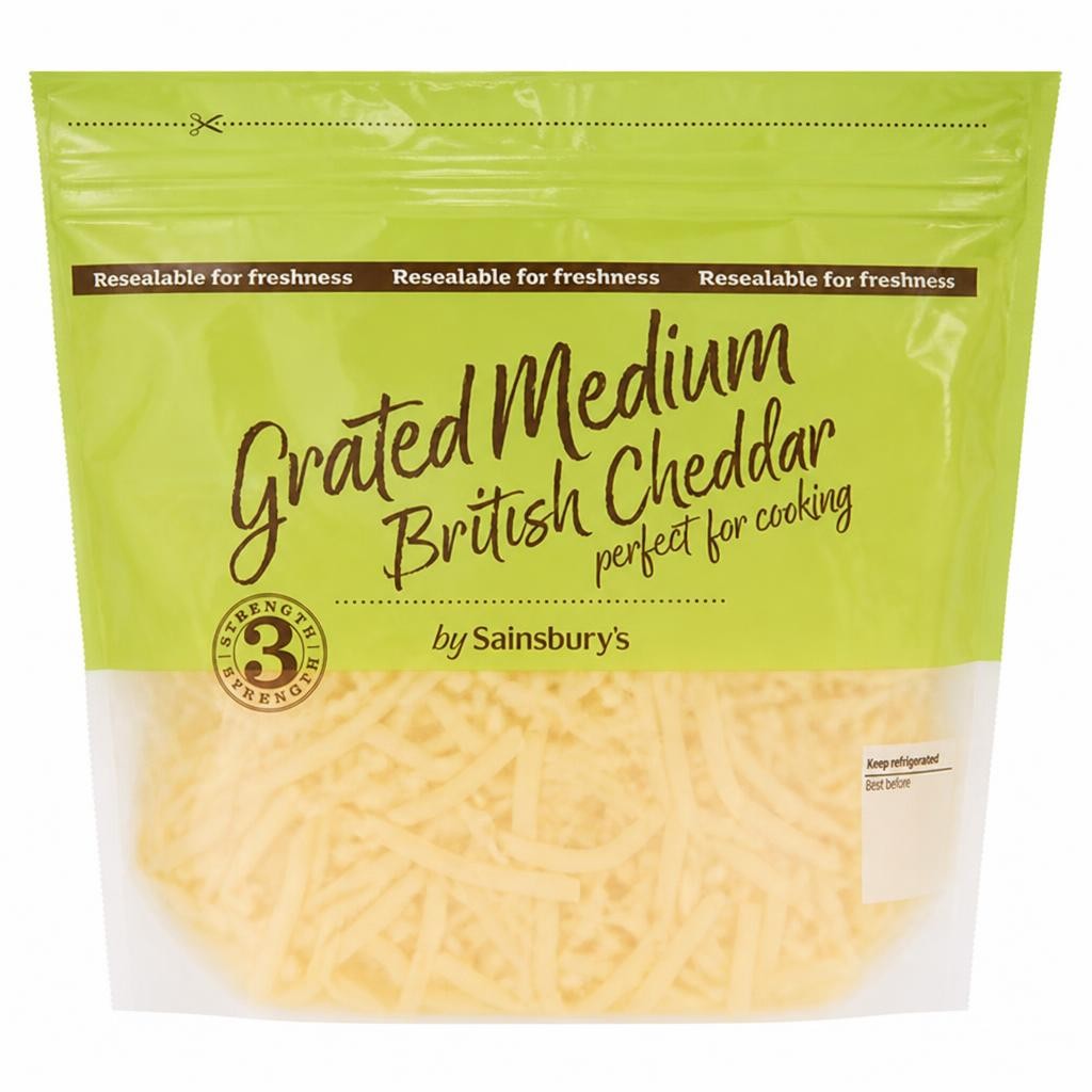 Sainsbury's British Medium Grated Cheddar Cheese 500g