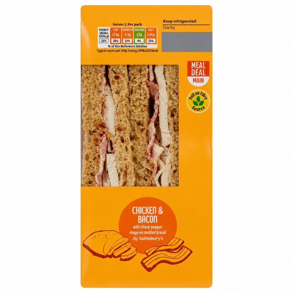 Sainsbury's Chicken & Bacon with Black Pepper Mayo on Malted Bread Sandwich