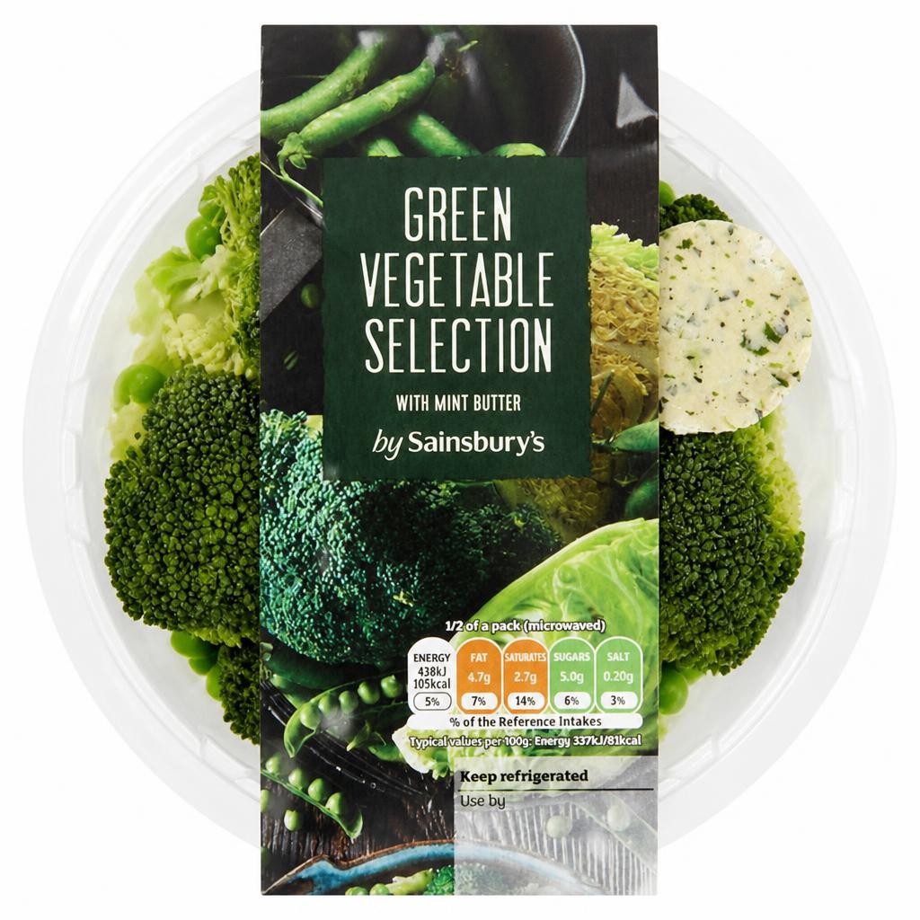 Sainsbury's Green Vegetable Selection with Mint Butter 260g