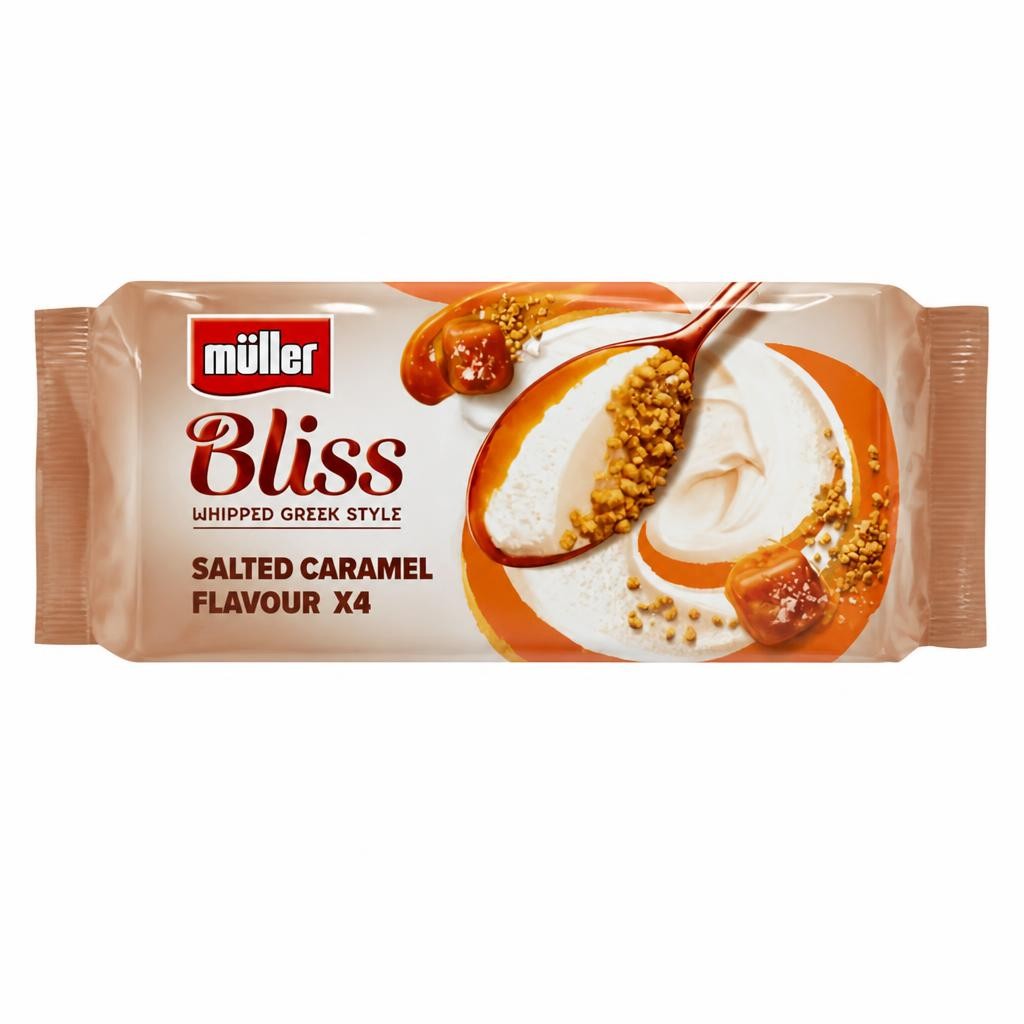 Muller Corner Bliss Cheesecake Inspired Whipped Greek Style Salted Caramel Yogurt 4x100g