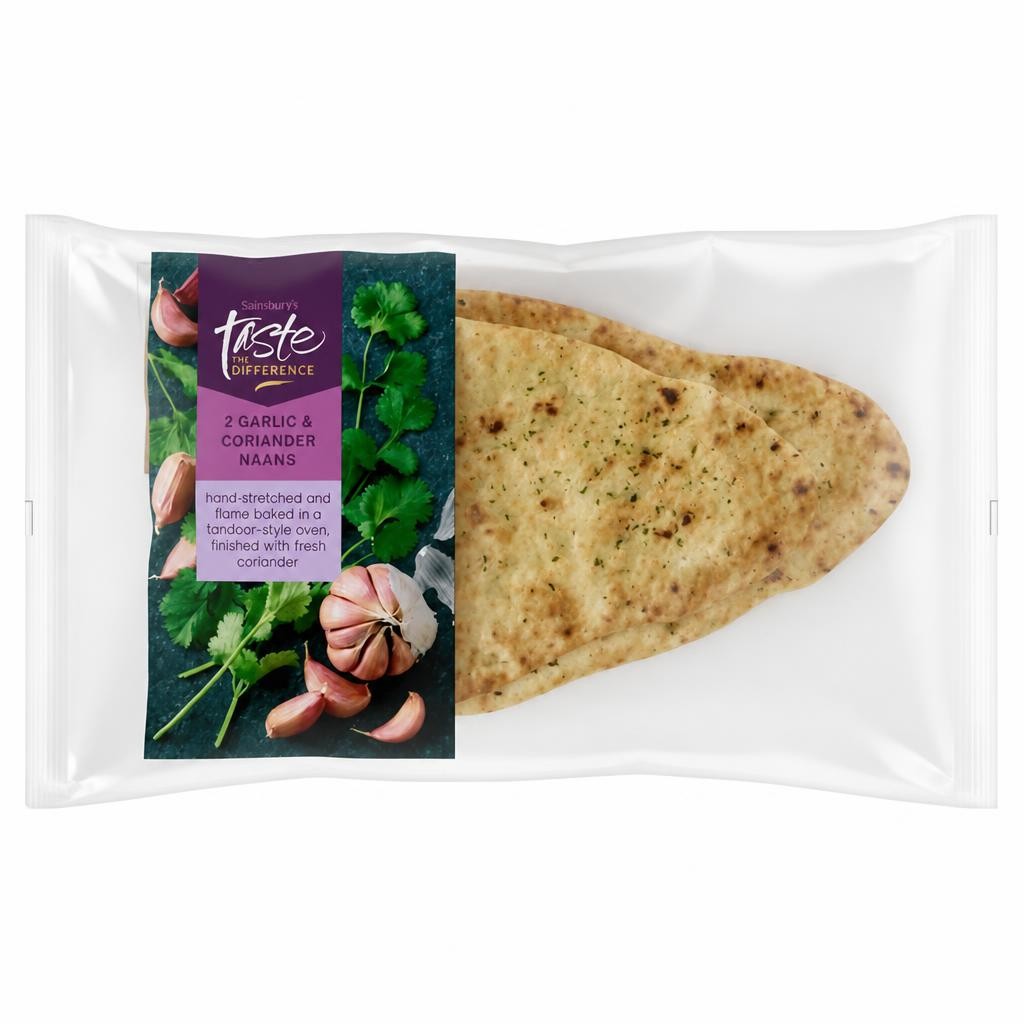 Sainsbury's Aromatic Garlic & Coriander Naans, Taste Difference x2 280g