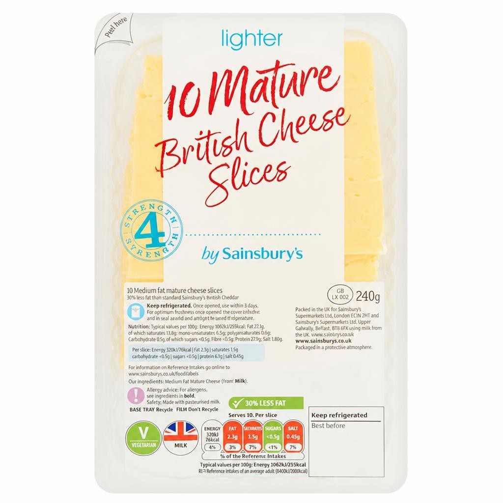 Sainsbury's Lighter Mature British Cheese Slices x10 240g