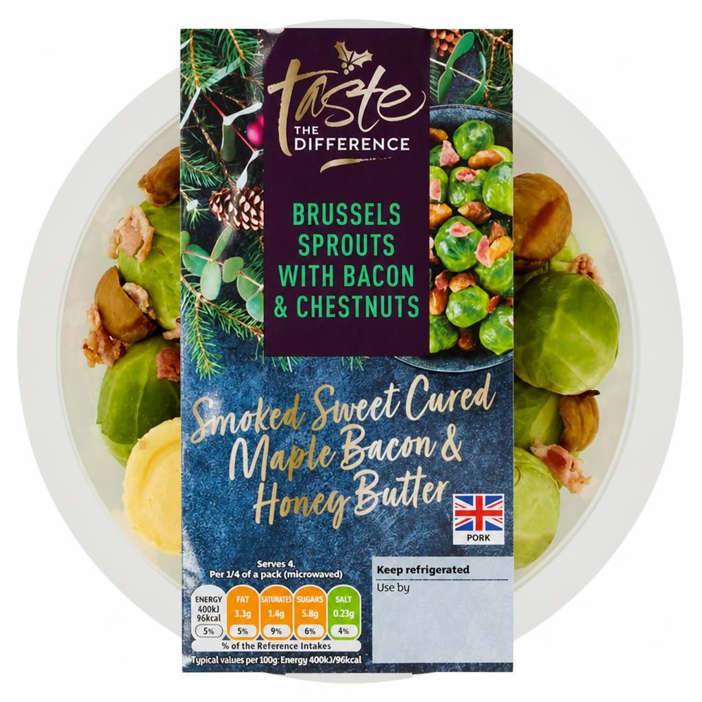 Sainsbury's Brussels Sprouts with Bacon & Chestnuts, Taste the Difference 400g