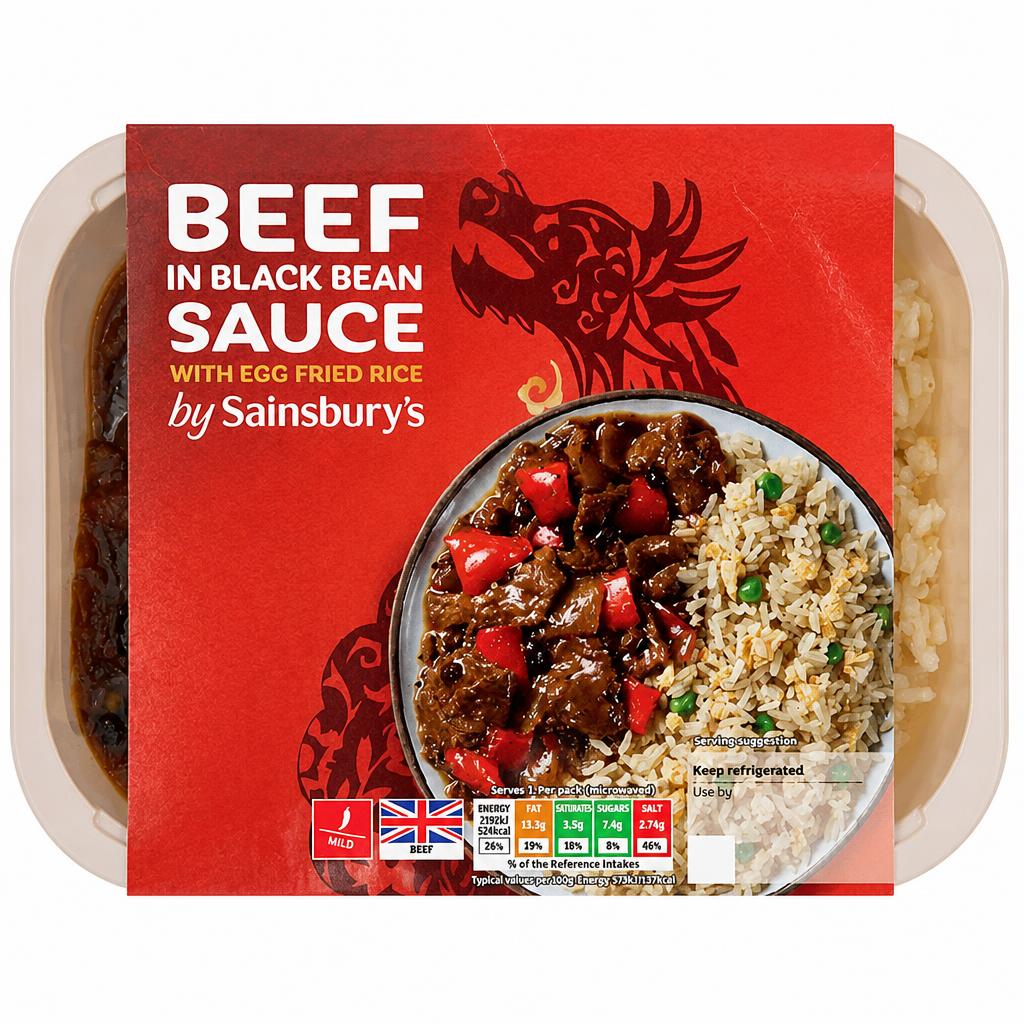 Sainsbury's Chinese Beef In Black Bean & Rice Ready Meal for 1 400g
