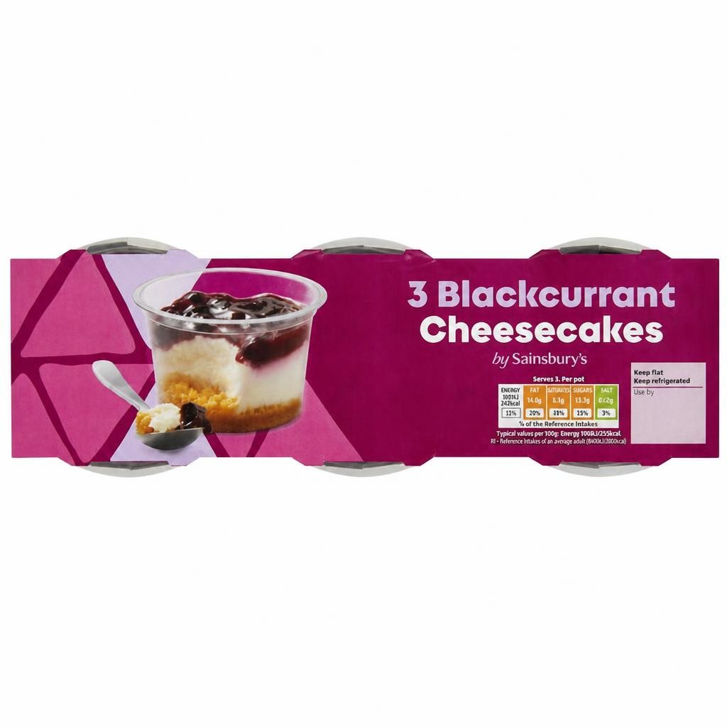 Sainsbury's Blackcurrant Cheesecakes 3x100g