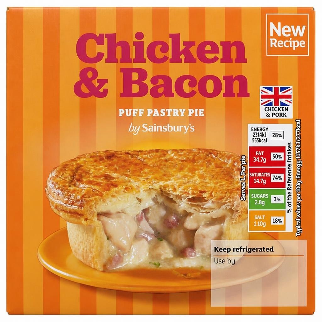 Sainsbury's Chicken & Bacon Puff Pastry Pie 200g