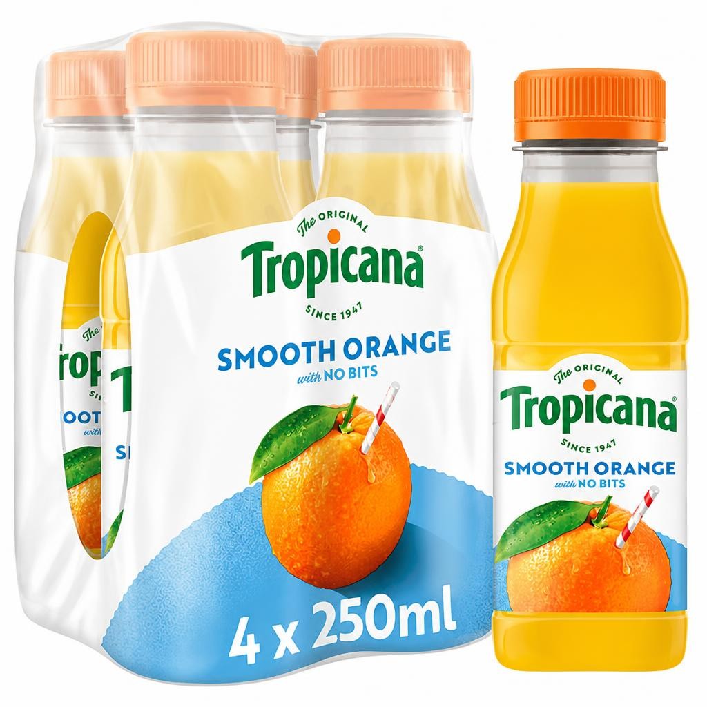 Tropicana Pure Smooth Orange Fruit Juice Multipack 4x250ml