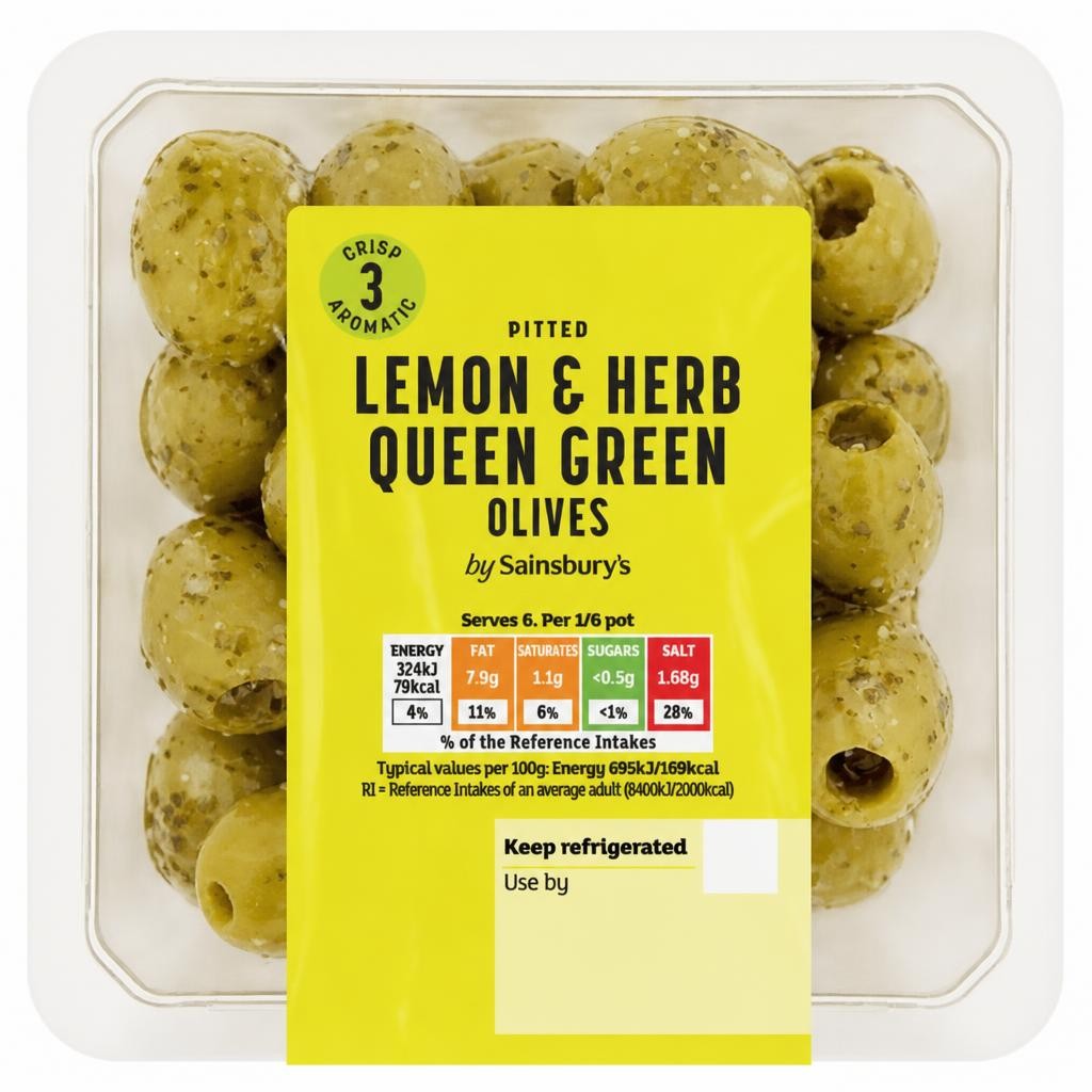 Sainsbury's Lemon & Herb Queen Green Olives 280g