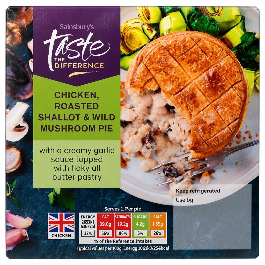 Sainsbury's Chicken Roasted Shallot & Wild Mushroom Pie, Taste the Difference 250g