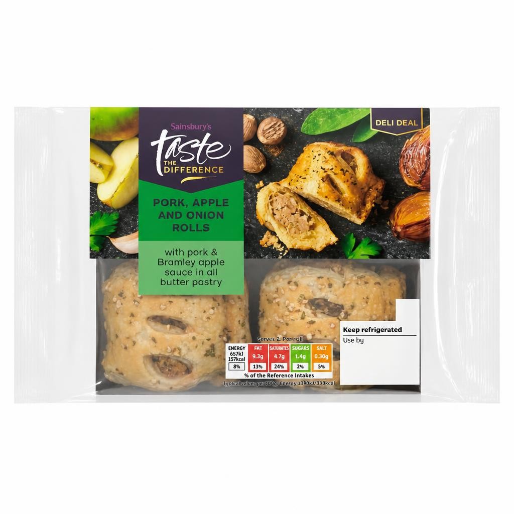 Sainsbury's 188g Pork, Apple & Onion Rolls, Taste the Difference