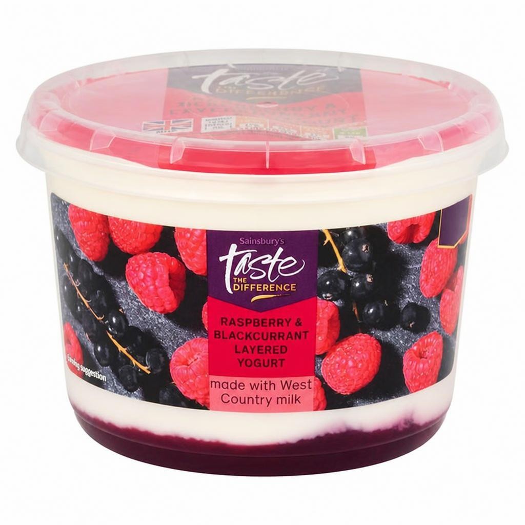 Sainsbury's Raspberry & Blackcurrant Layered Yogurt, Taste the Difference