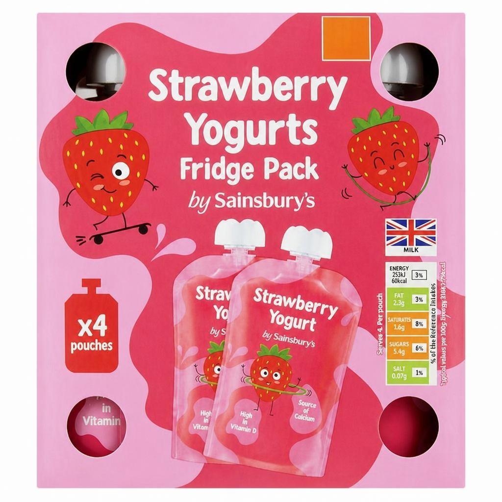 Sainsbury's Strawberry Yogurts Fridge Pack 4 x 80g