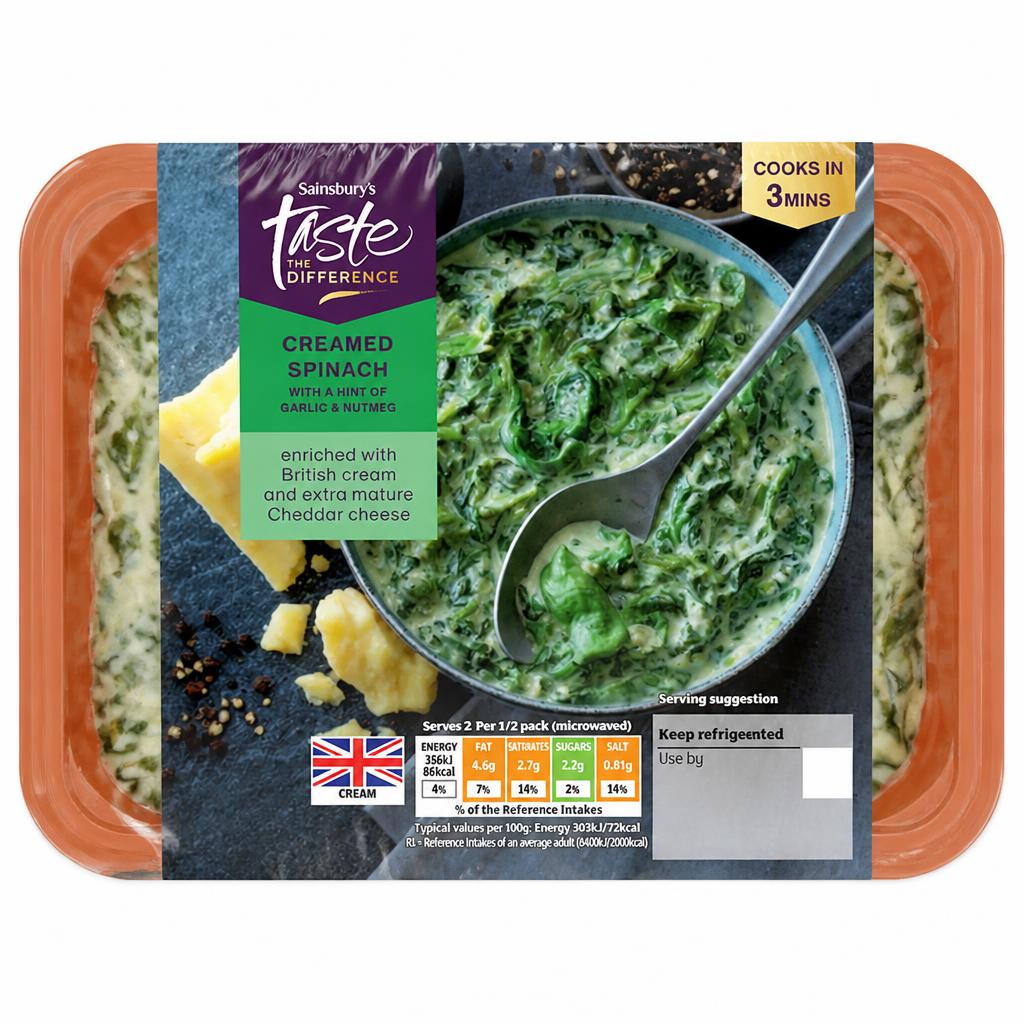 Sainsbury's Creamed Spinach, Taste the Difference 250g