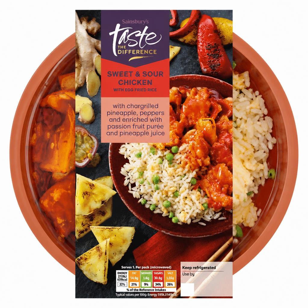 Sainsbury's Sweet & Sour Chicken with Egg Fried Rice, Taste the Difference Ready Meal for 1 400g