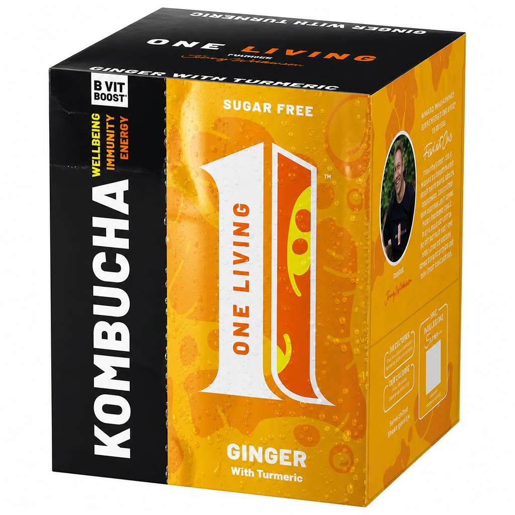 One Living Ginger Kombucha with Turmeric 4x250ml