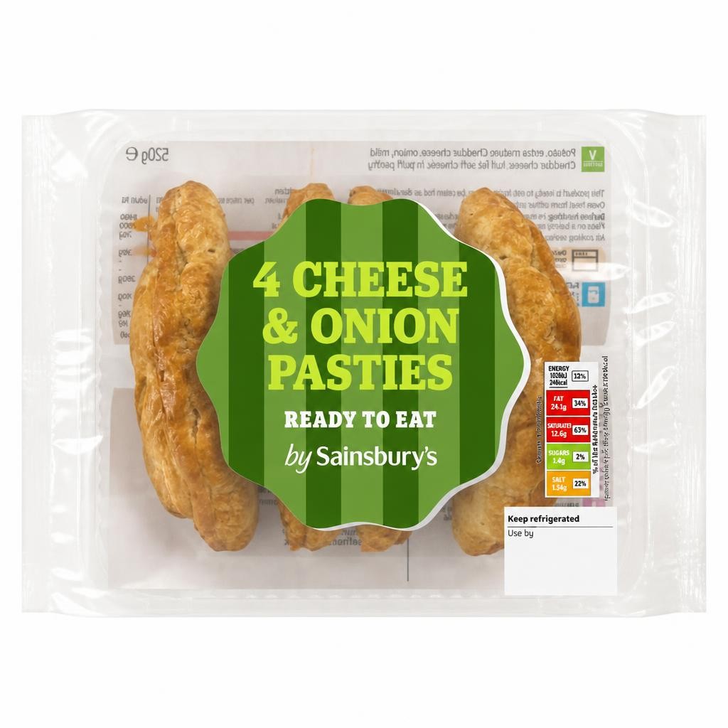Sainsbury's Cheese & Onion Pasties x4 520g