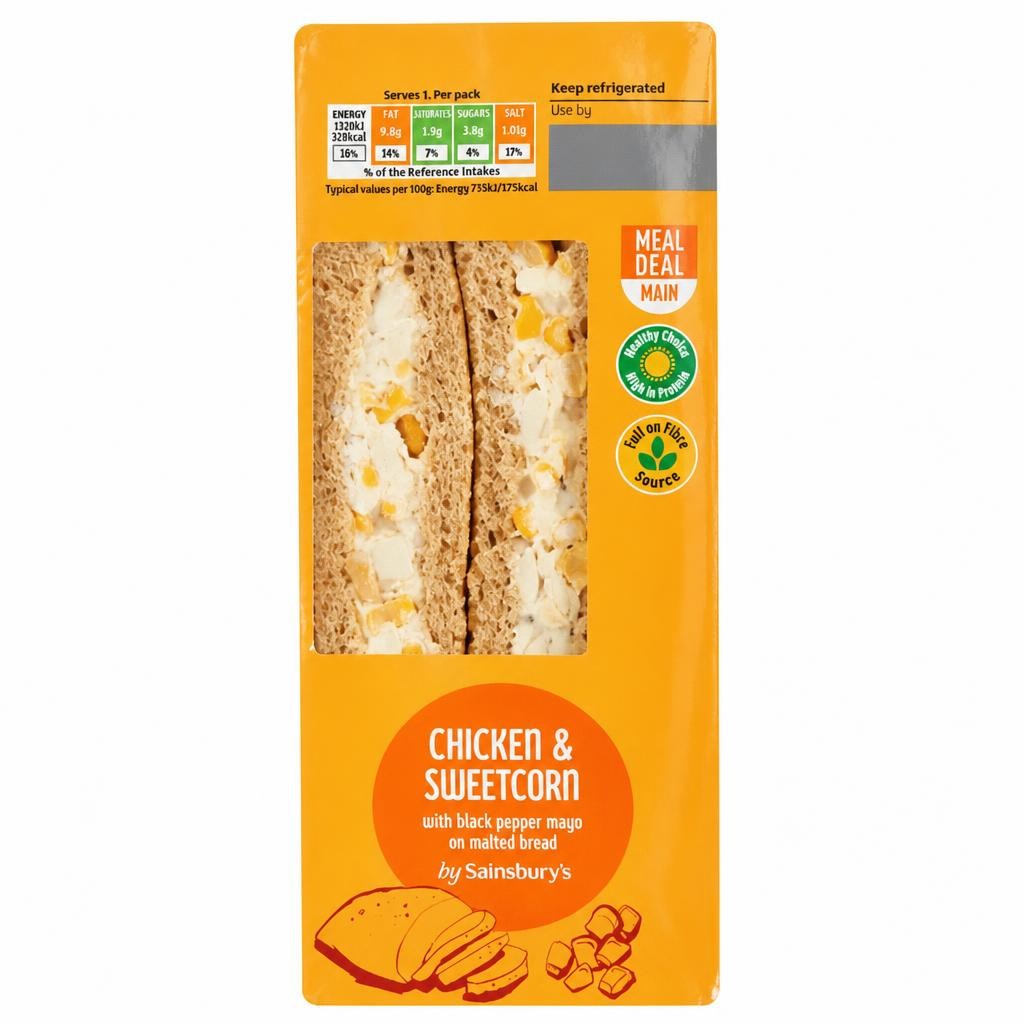 Sainsbury's Chicken & Sweetcorn with Black Pepper Mayo on Malted Bread Sandwich