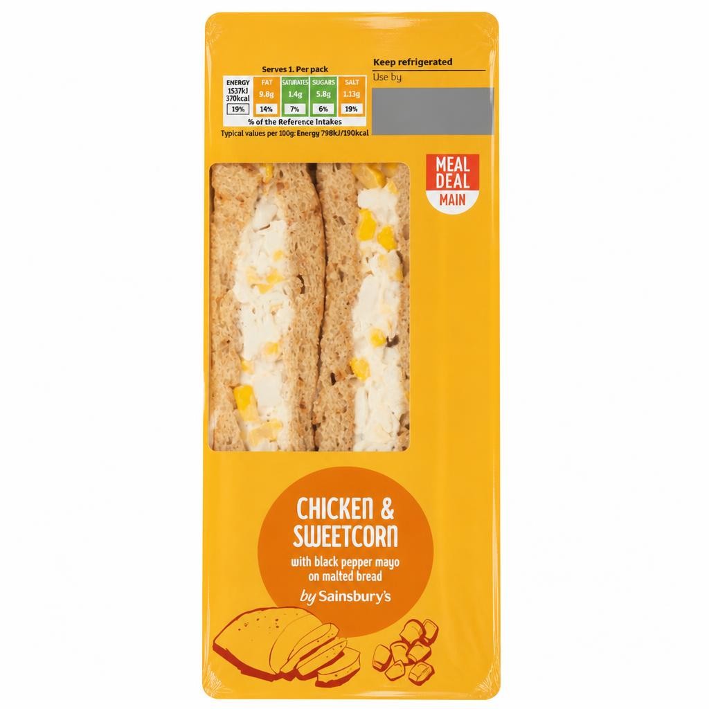 Sainsbury's Chicken & Sweetcorn with Black Pepper Mayo on Malted Bread Sandwich