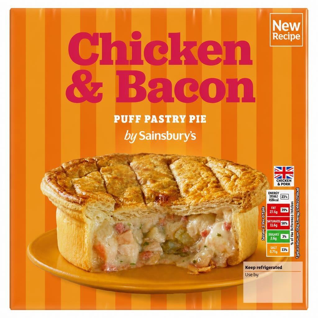 Sainsbury's Chicken & Bacon Puff Pastry Pie 500g