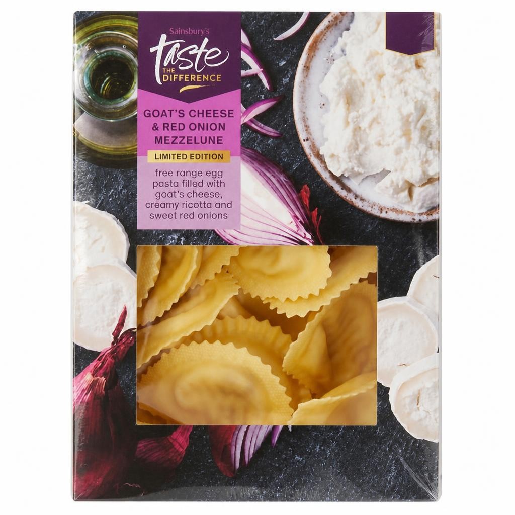 Sainsbury's Goat's Cheese & Onion Mezzelune, Taste the Difference 250g