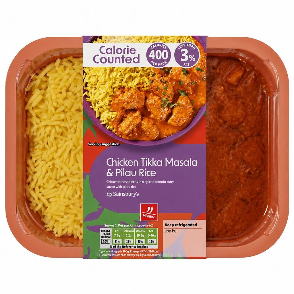 Sainsbury's Calorie Counted 380g Chicken Tikka Masala & Rice, Be Good To Yourself (Serves 1)