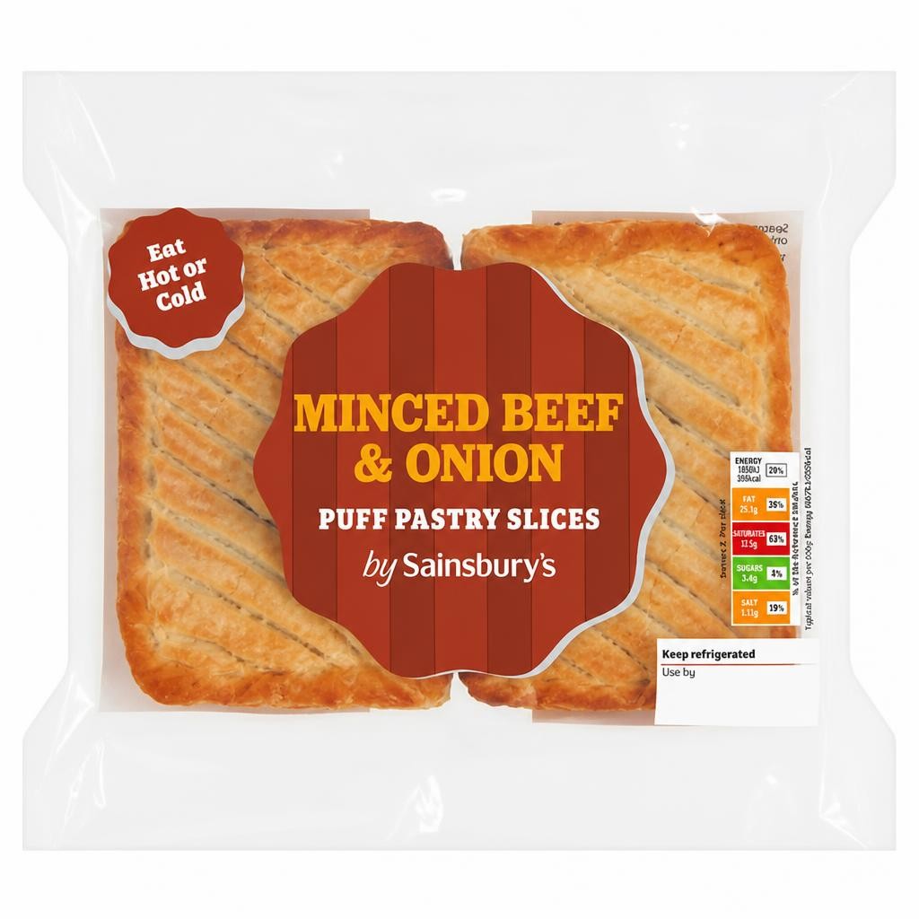 Sainsbury's Minced Beef & Onion Puff Pastry Slices x2 300g