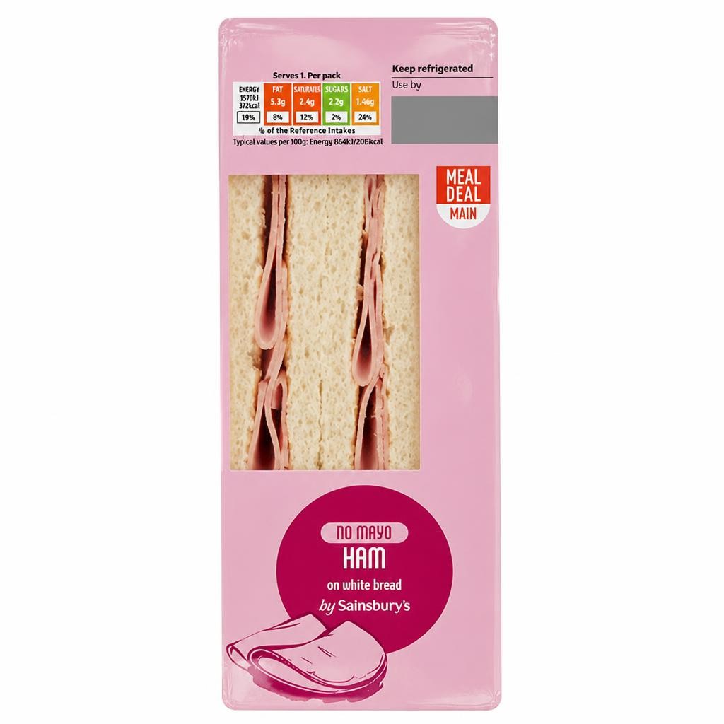 Sainsbury's No Mayo Ham on White Bread Sandwich