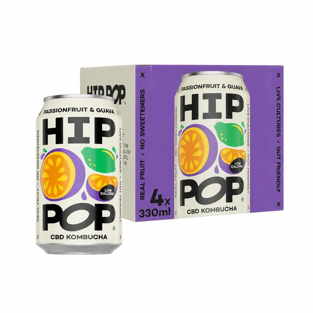 Hip Pop Passionfruit & Guava CBD Kombucha 4 x 330ml