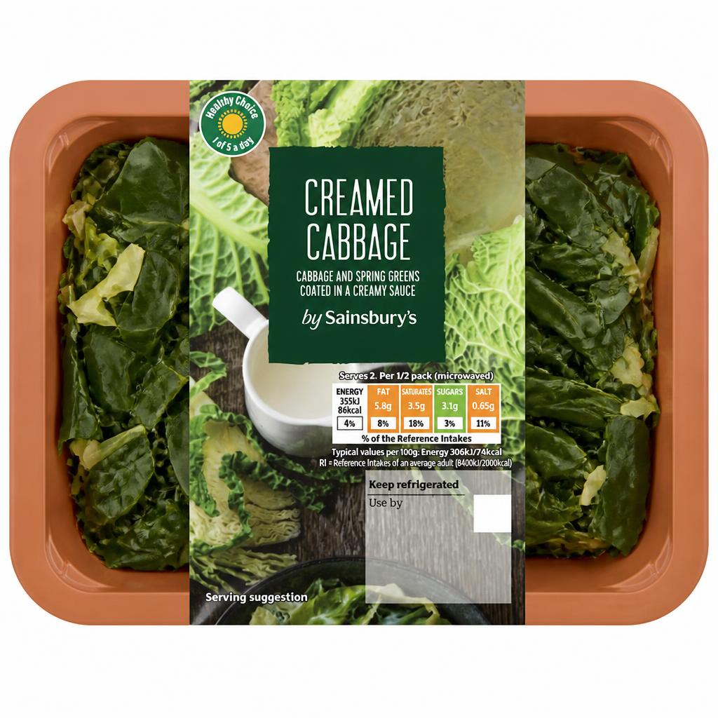 Sainsbury's Creamed Green Cabbage 250g (Serves 2)