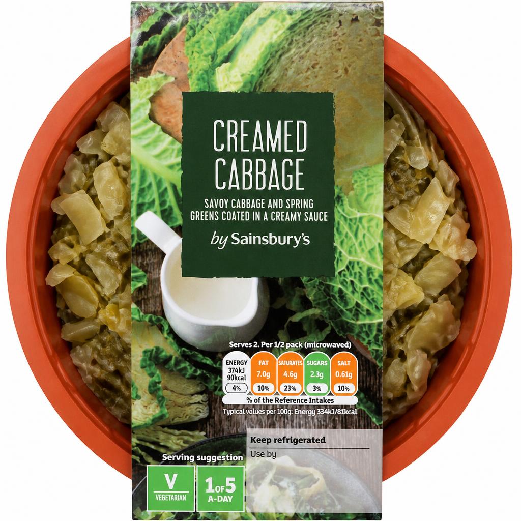 Sainsbury's Creamed Green Cabbage 250g (Serves 2)