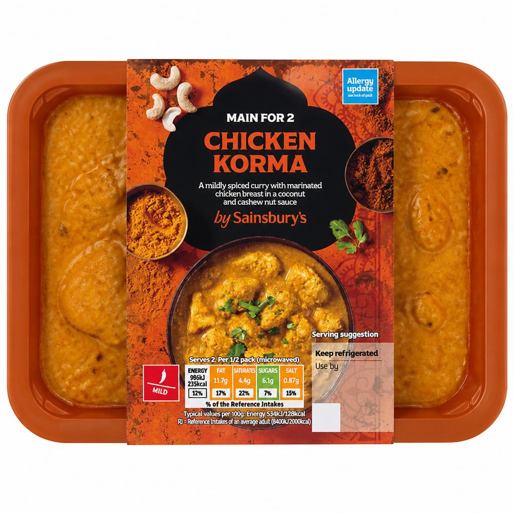 Sainsbury's Indian Chicken Korma Ready Meal Main For 2 400g
