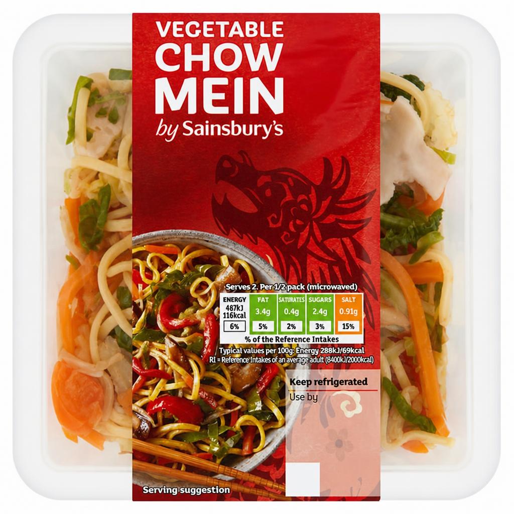 Sainsbury's Chinese Vegetable Chow Mein Ready Meal Side For 2 350g