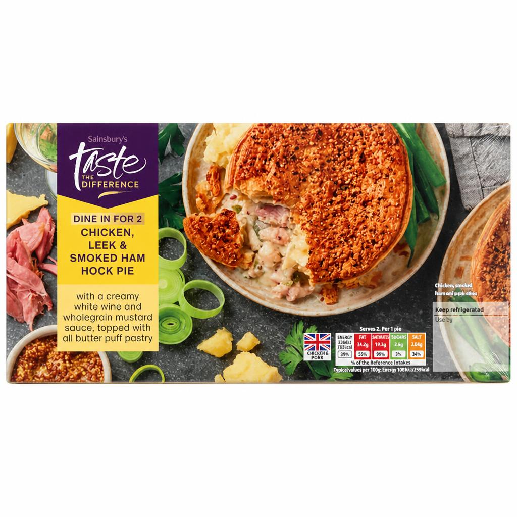 Sainsbury's Chicken, Leek & Smoked Ham Hock Pie, Taste the Difference 500g