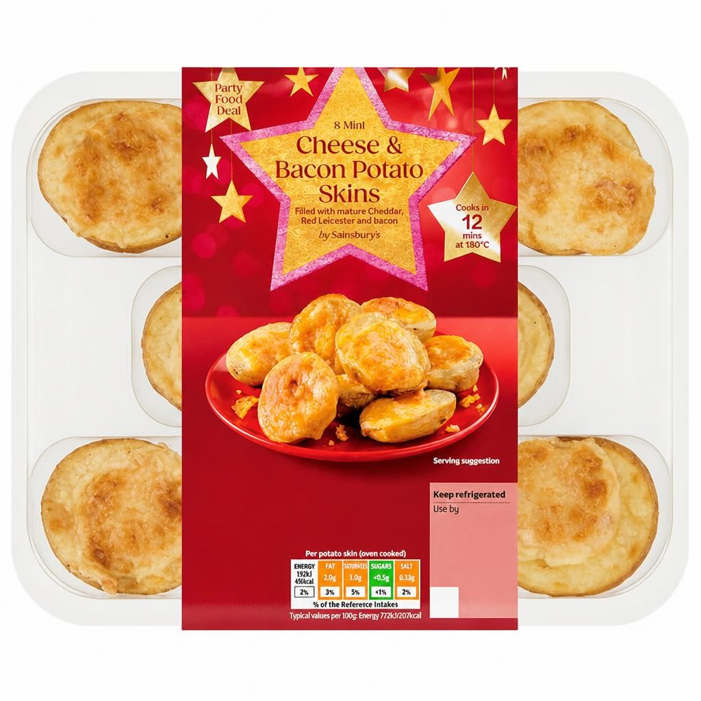 Sainsbury's Mini Cheese & Bacon Potato Skins x8 224g