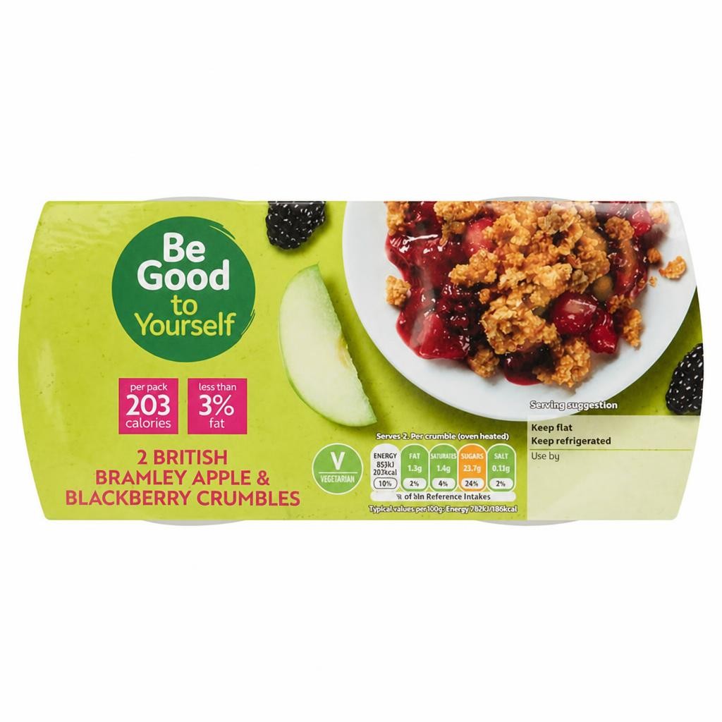 Sainsbury's British Bramley Apple & Blackberry Crumbles, Be Good to Yourself 2x120g