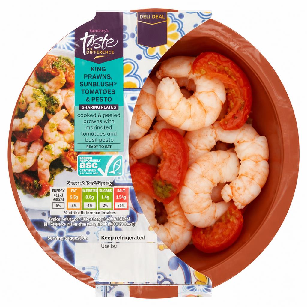 Sainsbury's King Prawns, Sunblush Tomatoes & Pesto, Taste the Difference 150g