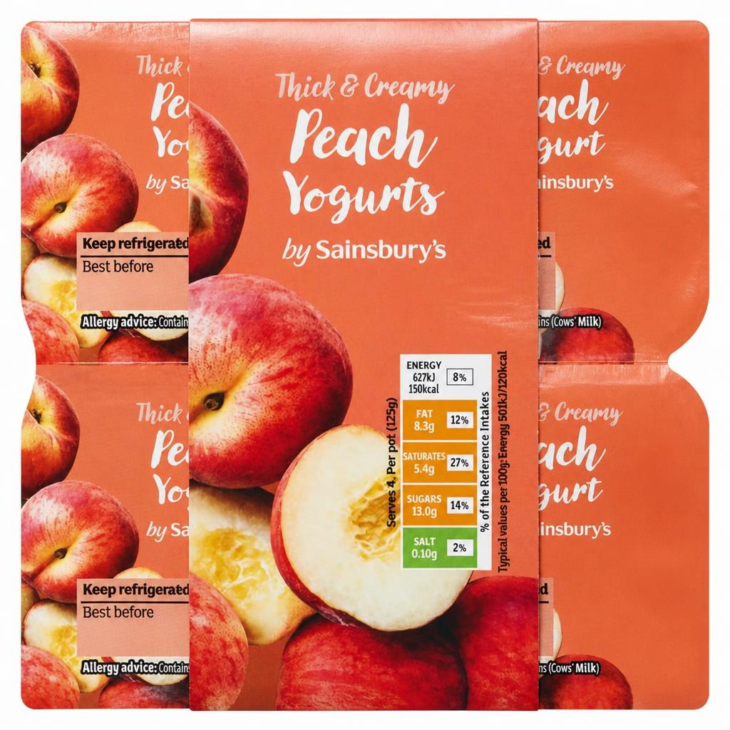 Sainsbury's Peach Yogurts 4 x 125g
