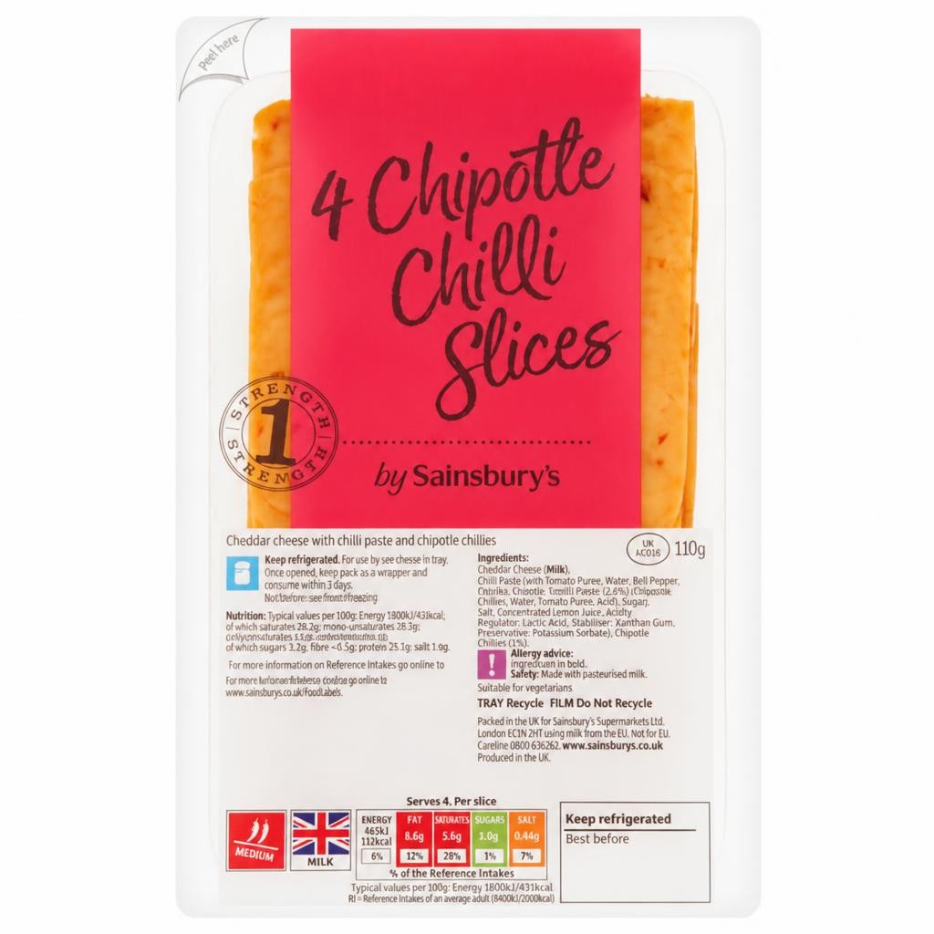 Sainsbury's Summer Chipotle Chilli Cheddar Slices 110g
