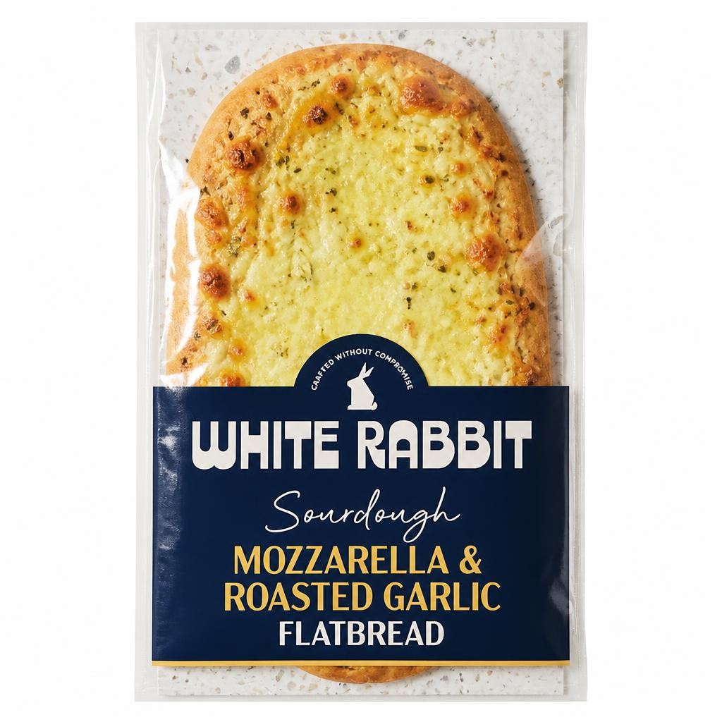 White Rabbit 210g Mozzarella & Roasted Garlic Gluten Free Flatbread