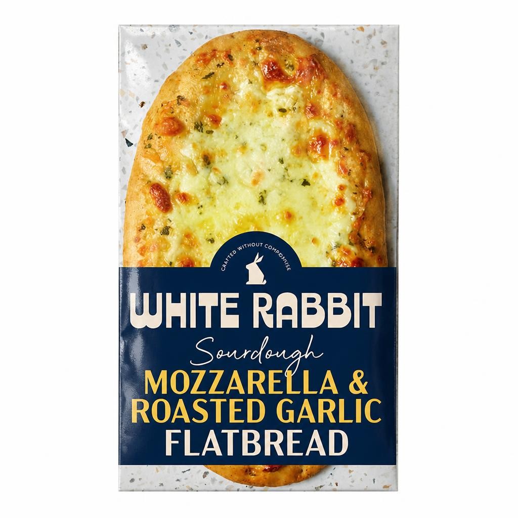 White Rabbit Gluten Free Mozzarella & Roasted Garlic Flatbread 210g