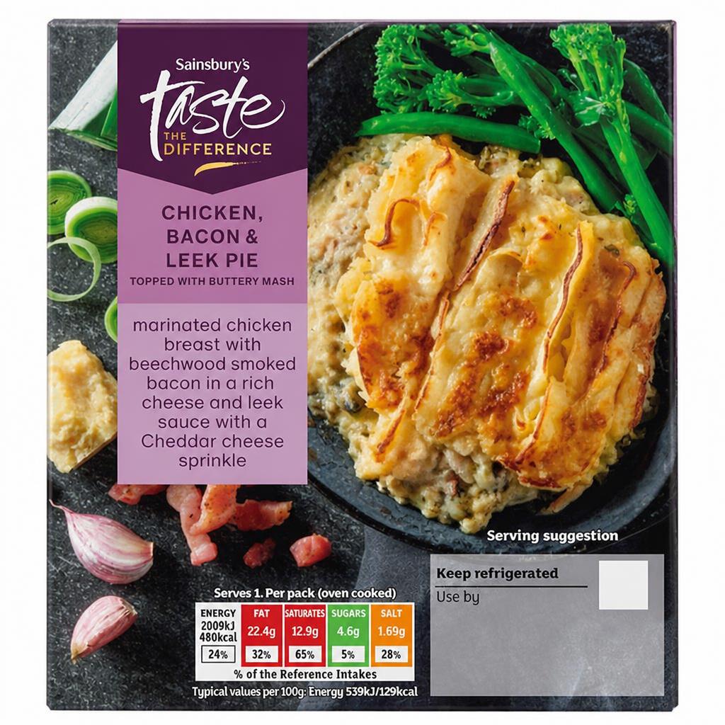 Sainsbury's Chicken, Bacon & Leek Pie, Taste the Difference (Serves 1) 400g