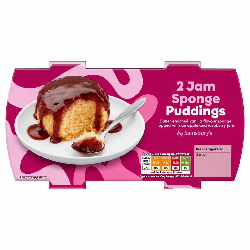 Sainsbury's Raspberry Jam Pudding 2x110g