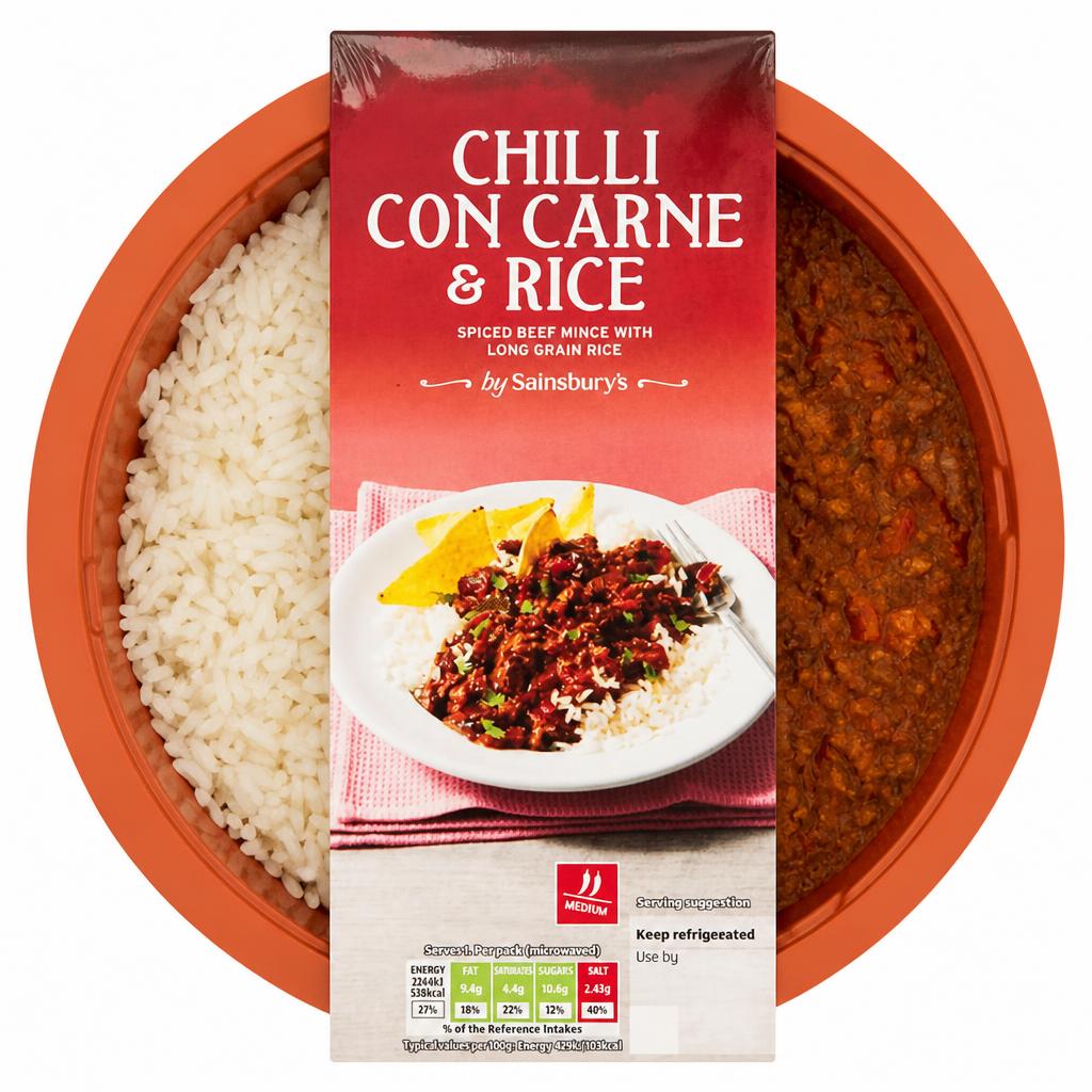 Sainsbury's Pub Classics Chilli Con Carne & Rice 500g (Serves 1)