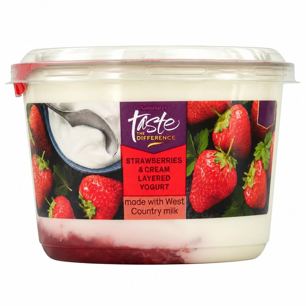 Sainsbury's Strawberries & Cream Layered Yogurt, Taste the Difference 450g