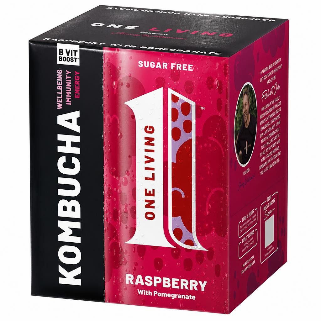 One Living Raspberry Kombucha with Pomegranate 4x250ml