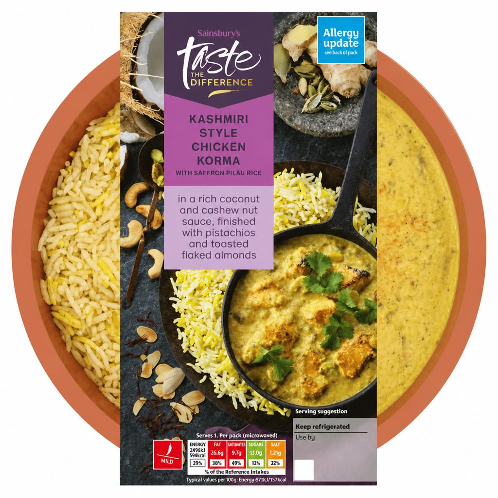 Sainsbury's Kashmiri Chicken Korma with Pilau Rice, Taste the Difference Ready Meal for 1 400g