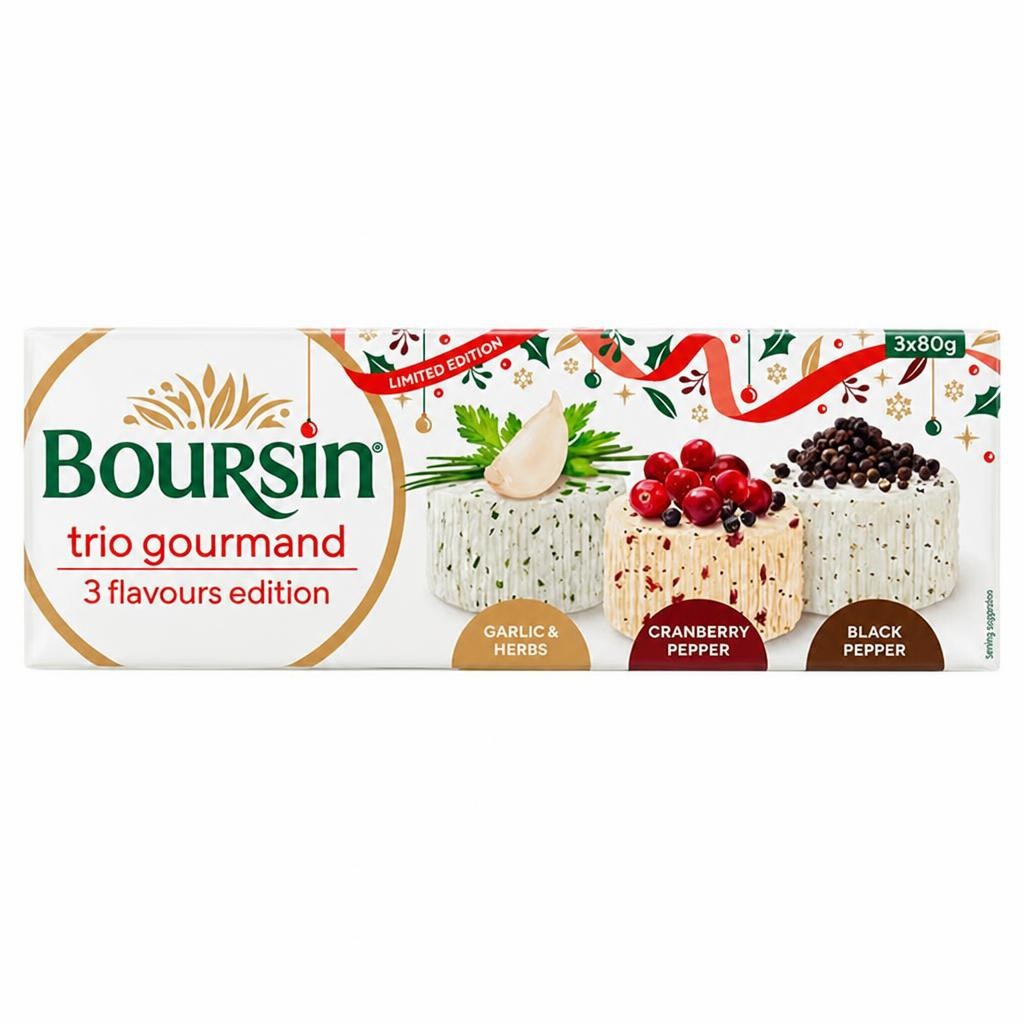 Boursin Trio Gourmand 3 Flavours, Limited Edition 3 x 80g