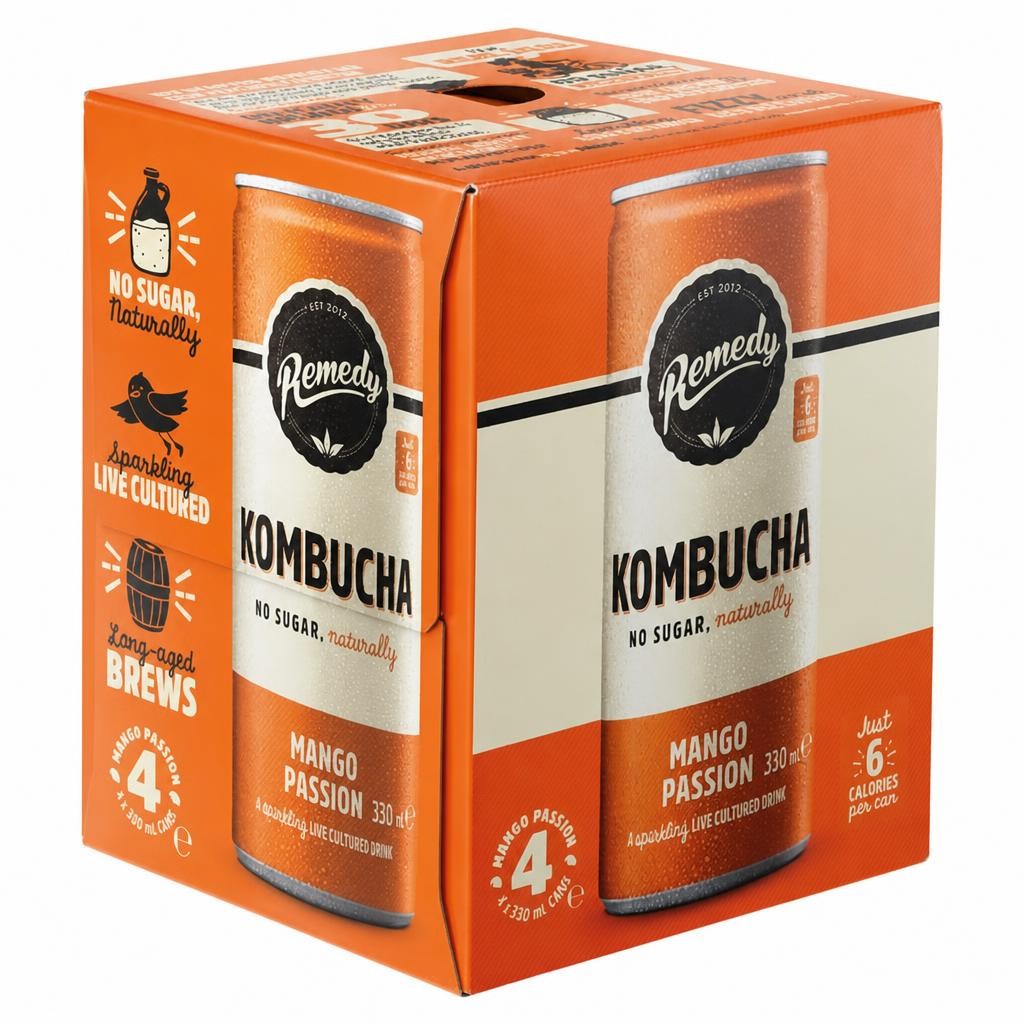 Remedy Kombucha Mango Passion 4x300ml