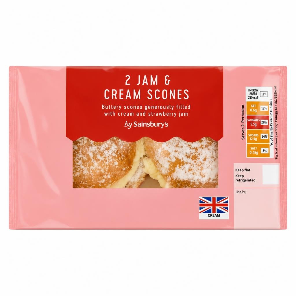 Sainsbury's Jam & Cream Scones, Summer Edition 2x60g